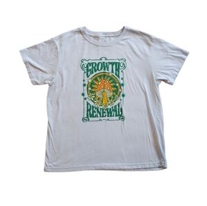 Mighty Fine Growth and Renewal Mushroom Light Blue Graphic Tee Large